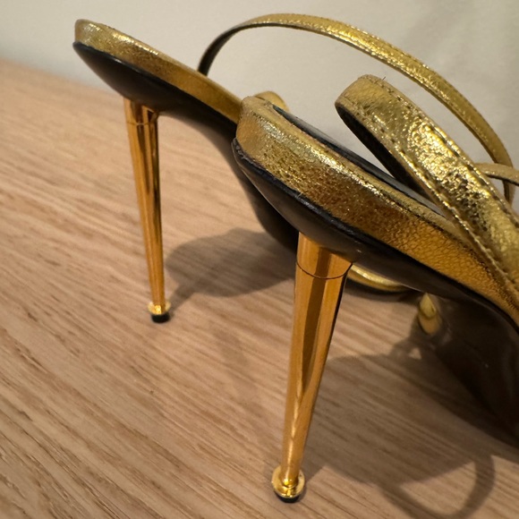 Tom Ford Metallic Gold Strappy Stiletto Sandals - Picture 14 of 16